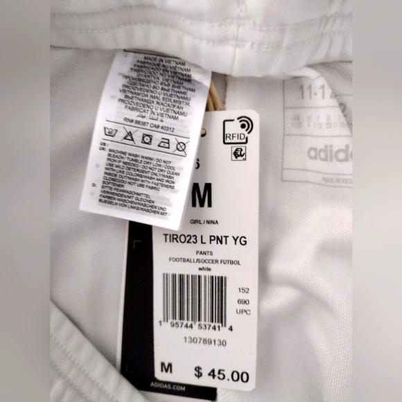 Adidas Boys White Slim Fit Tapered Pants Football - Picture 8 of 8